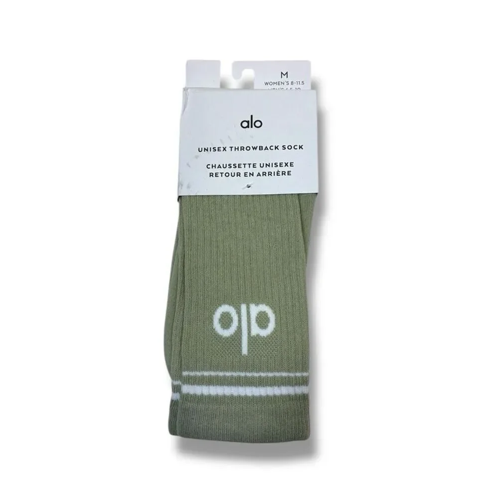 ALO Yoga Unisex Throwback Sock in Limestone White Size M